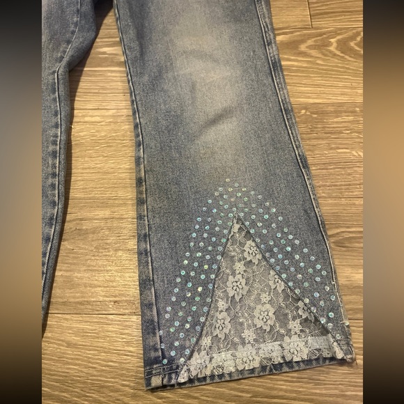 R.V.T. jeans co lace and gem embellished jeans 18 1/2 - Picture 9 of 11